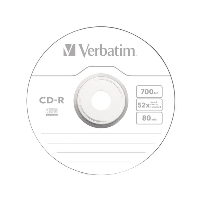 Диск CD-R, Verbatim, (43432) 700MB, 52х, 25шт в упаковке, Незаписанный