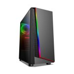 Компьютерный корпус, XG, Megatron, ATX, USB3.0*1/2.0*1, HD-Audio+Mic, Кулер 12см RGB, Высота процессорного кулера до 165мм, Длина VGA до 280мм, Сталь 0.5, Стеклянная боковая панель, 2*3.5"/2*2.5", RGB, 424x205x390мм, RGB, Чёрный, Без Б/П
