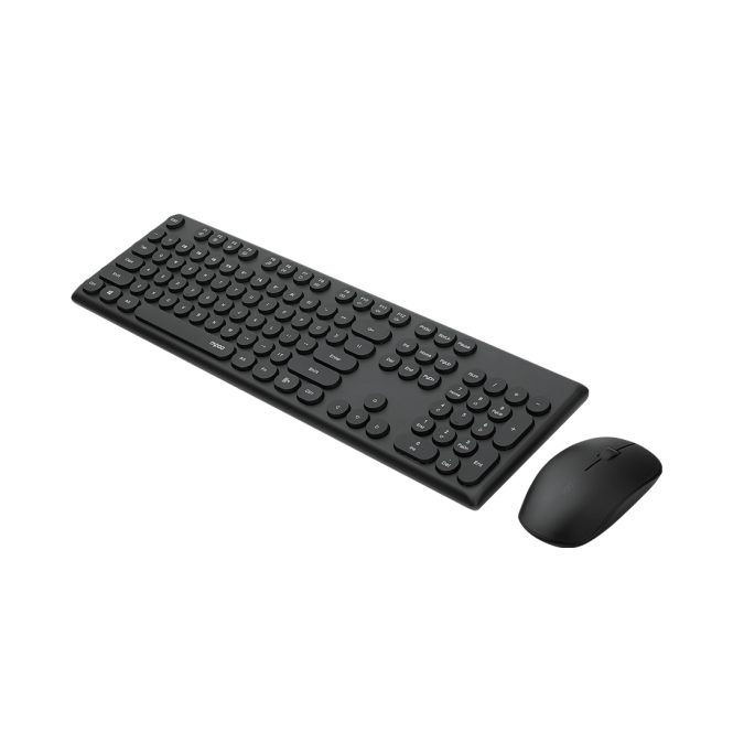 Комплект Клавиатура + Мышь, Rapoo, X260S, Беспроводная 2.4G, 1300DPI, Нано-ресивер, Кол-во стандартных клавиш 104, Рус/Англ/Каз, Пластик, Чёрный