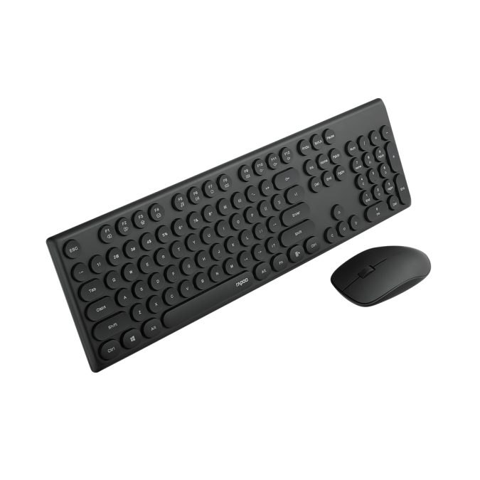 Комплект Клавиатура + Мышь, Rapoo, X260S, Беспроводная 2.4G, 1300DPI, Нано-ресивер, Кол-во стандартных клавиш 104, Рус/Англ/Каз, Пластик, Чёрный