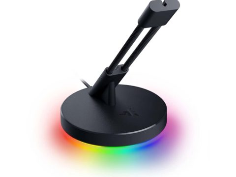 Держатель провода мыши, Razer, Mouse Bungee V3 Chroma, RC21-01520100-R3M1, Пластик, Нескользящие ножки, Подсветка основания Razer Chroma, Черный