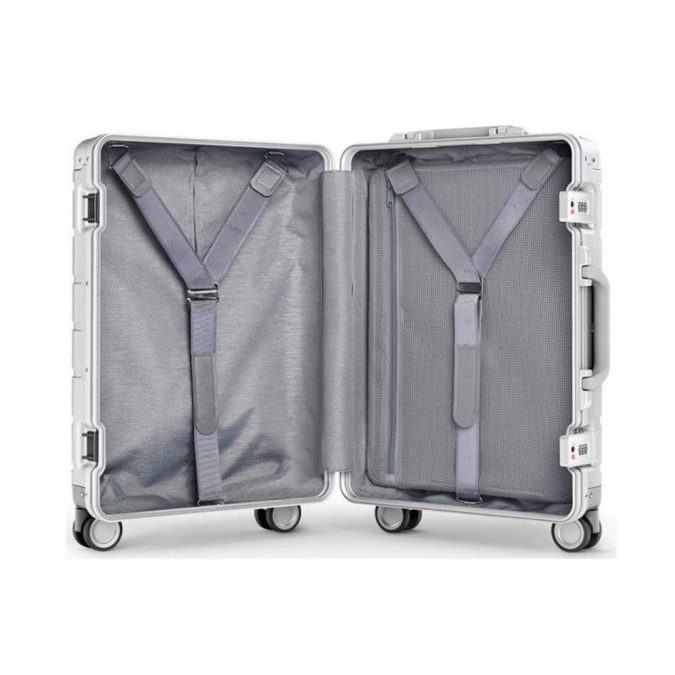 Чемодан, Xiaomi, Metal Carry-on Luggage 20", XNA4106GL, Алюминиевый сплав, 4,2 кг, Колеса с углом вращения 360 градусов для плавности и маневренности, Ручка с 4 уровнями высоты, Двойной TSA-замок, Серебристый