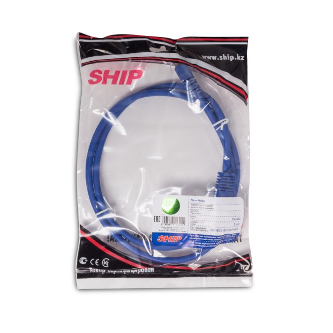 Патч Корд, SHIP, S8025BL0300-P, Cat.6A, SFTP, LSZH, RJ-45, 3 м, Синий, Экранированный, Пол. пакет