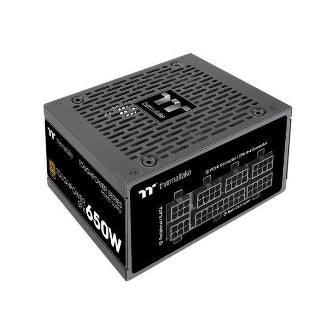 Блок питания, Thermaltake, Toughpower SFX 550W, PS-STP-0550FNFAGE-1, 550W, SFX, Gold, APFC, 20+4 pin, 4+4pin, 3*Sata, 2*Molex, 2*PCI-E 6+2 pin, FDD, Modular, Вентилятор 9 см, Чёрный