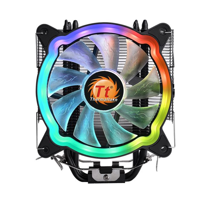 Кулер для процессора,Thermaltake, UX 200 ARGB Lighting CPU, CL-P065-AL12SW-A, Intel LGA 1200/1156/115x/775 и AMD AM4/FM2/FM1/AM3+/AM3/AM2+/AM2, TDP 130W, 120мм вентилятор, 300-1500 об/м, 43.34 CFM, 26,33 dB(A), 2pin/4pin, 120х120х25мм, Черный