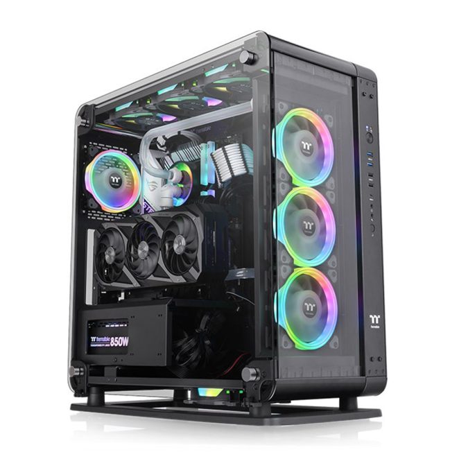 Компьютерный корпус, Thermaltake, Core P6 TG, CA-1V2-00M1WN-00, Mid Tower, ATX/M-ATX/Mini-ITX/CEB, Type-C*1, USB 3.0*2,USB 2.0*2, HD Audio, Высота процессорного куллера до 180мм, Длина VGA до 458мм, 4*3,5"/8*2,5", Сталь, 3*Закаленное стекло 4мм, 565*255*530мм, Без Б/П, Чёрный