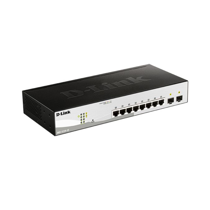 Коммутатор, D-Link, DGS-1210-10/F1A, Управляемый L2, 8 портов 10/100/1000Base-T и 2 порта 1000Base-X SFP