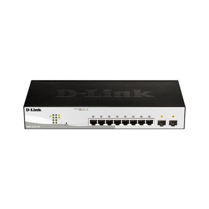 Коммутатор, D-Link, DGS-1210-10/F1A, Управляемый L2, 8 портов 10/100/1000Base-T и 2 порта 1000Base-X SFP