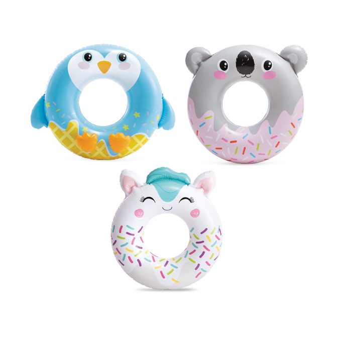 Круг для плавания Cute Animal 84 х 76 см, INTEX, 59266NP, Винил, 8+, Котенок/Коала/Пингвинчик в ассортименте, Пакет