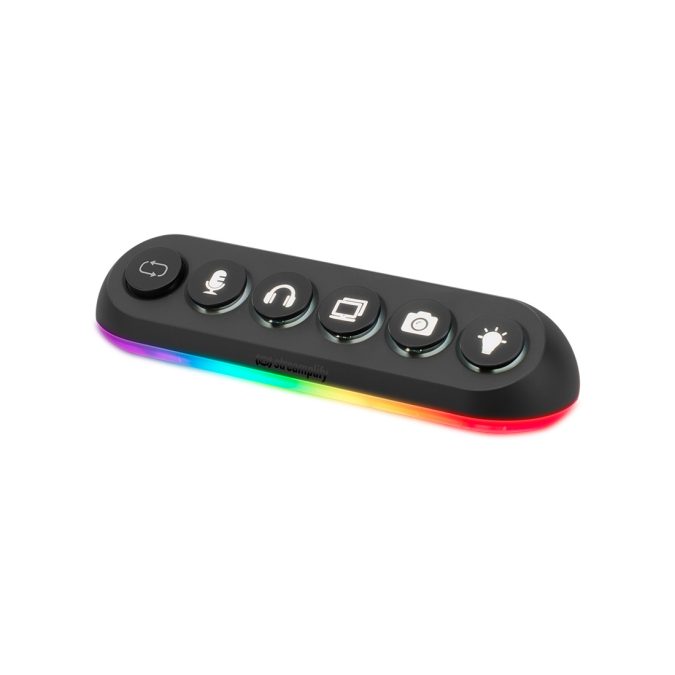 Мультифункциональный адаптер, Streamplify, HUB DECK 5, LED, USB 3.0 x 4, 12V/2A, 24W, Plug and Play, 7 сменных значков, Черный