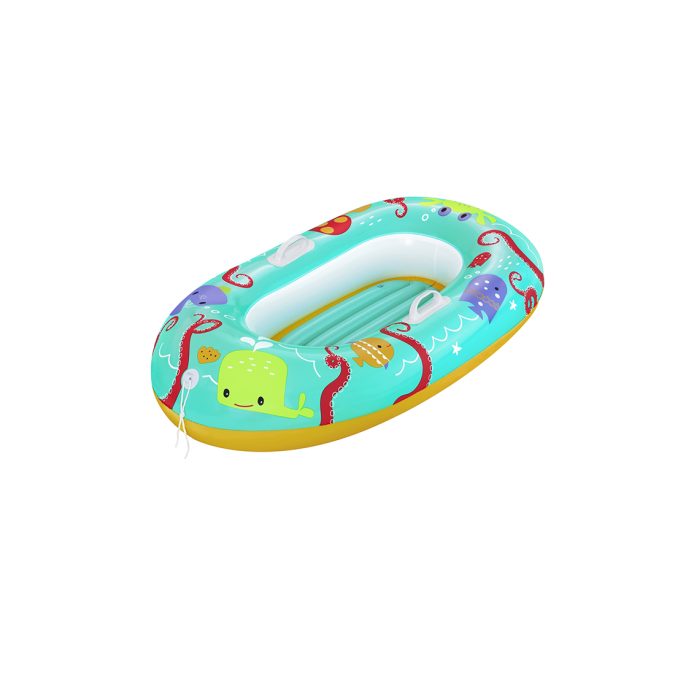 Надувная лодочка Tropical Crew 119 х 79 см, BESTWAY, 34009, Винил, 3-6 лет, С ручками и леером на носу, Надувное дно, Голубая, Цветная коробка