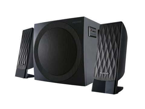 Акустическая система, Microlab, M-300BT, 2.1, 38Вт (12Вт*2+14Вт), Выход 2RCA, FM радио, SD, USB, Вход 3,5 MiniJack, Чёрный