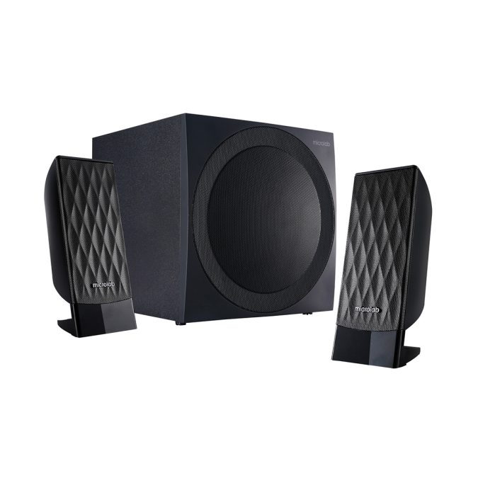Акустическая система, Microlab, M-300BT, 2.1, 38Вт (12Вт*2+14Вт), Выход 2RCA, FM радио, SD, USB, Вход 3,5 MiniJack, Чёрный