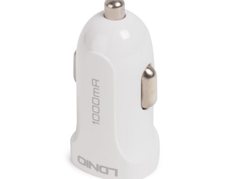 Автомобильное зарядное устройство, LDNIO, DL-C17, 1*USB(1A), Кабель Lightning (Iphone) 1м, Белый