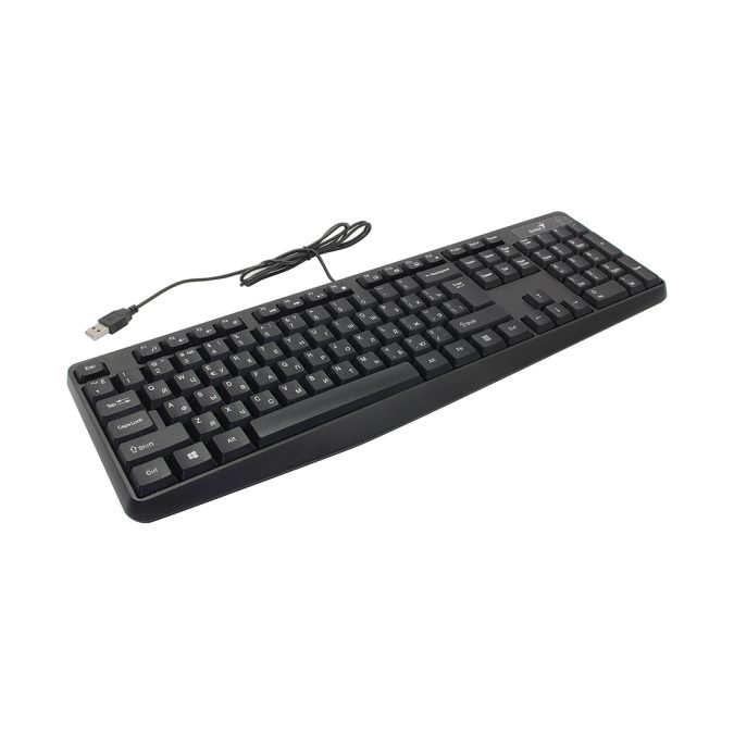 Клавиатура, Genius, Smart KB-117, USB, Длина кабеля 1.4 метра, Англ/ Рус, 44.3 х 3.3 х 13.7 см , Влагозащита, Пластик, Черный