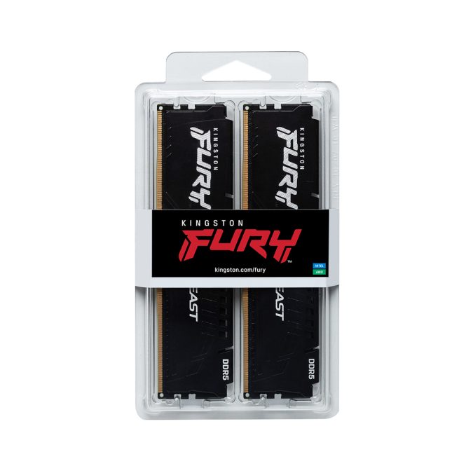 Комплект модулей памяти, Kingston, FURY Beast KF552C40BBK2-32 (Kit 2x16GB), DDR5, 32GB, DIMM , Чёрный