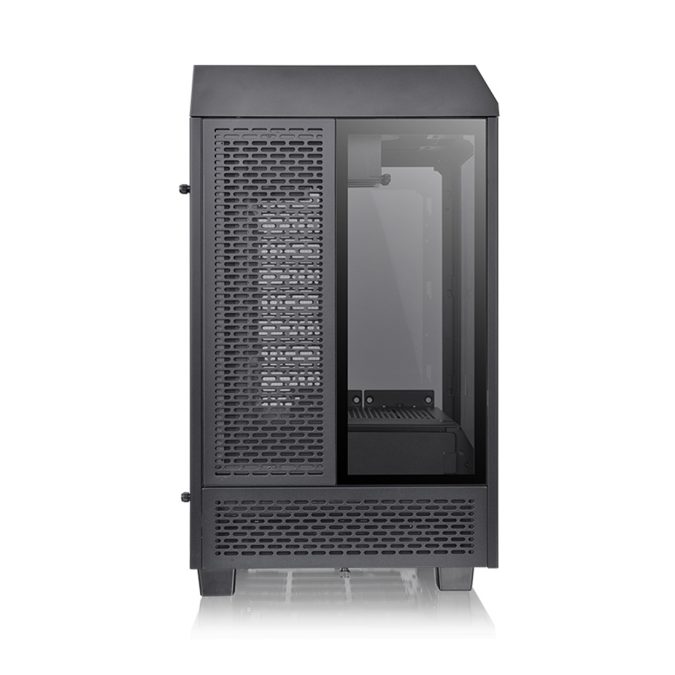 Компьютерный корпус, Thermaltake, The Tower 100, CA-1R3-00S1WN-00, Mini Tower, Mini-ITX, USB 3.2 (Gen 2) Type-C*1, USB 3.0*2, 2*120 мм, Максимальная длина видеокарты 330мм, Максимальная высота процессорного кулера 190мм, 2*2,5"/2*3,5", Сталь, Закаленное стекло*3, 462.8*266*266мм, Без Б/П, Чёрный