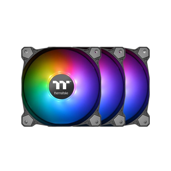 Кулер для компьютерного корпуса,Thermaltake, Pure Plus 12 RGB TT Premium Edition 3-Fan Pack, CL-F063-PL12SW-A, RGB 120мм вентилятор, 500-1500 об.мин, 56.45 CFM, 25.8 dB(A), 9 Pin, 120х120х25мм, LED Software Control, Чёрный