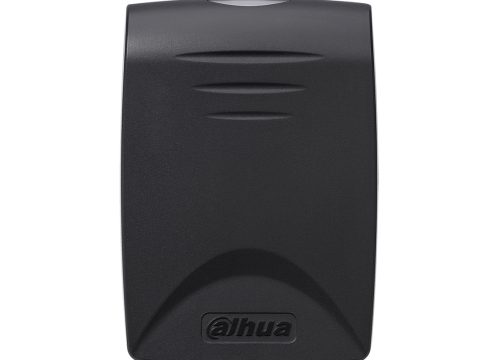 RFID считыватель, Dahua, DHI-ASR1100B, адаптирован к работе на улице в любое время года: защита корпуса от пыли и влаги соответствует стандарту IP67, рабочие температуры — -30 °C… +60 °C. Формат считываемых карт — Mifare. Дальность считывания — 6 ~ 8 см, продолжительность — менее 0.1 с.