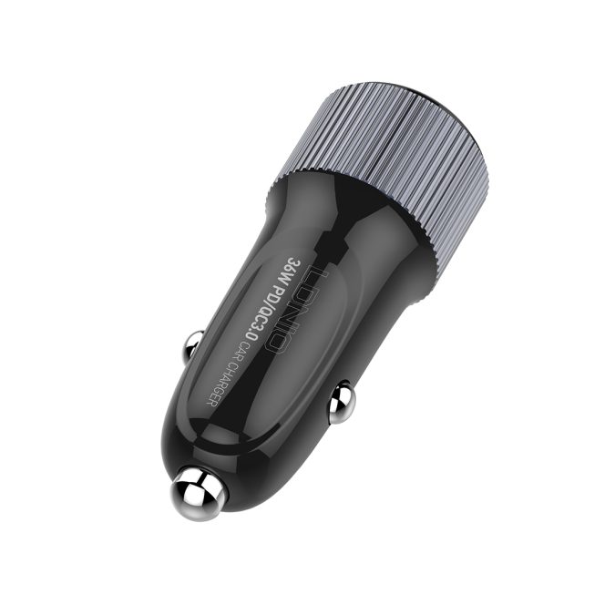 Автомобильное зарядное устройство, LDNIO, C510Q, 2*USB(A,C) 5V3.4A, Кабель Lightning (Iphone) 1м, Чёрный
