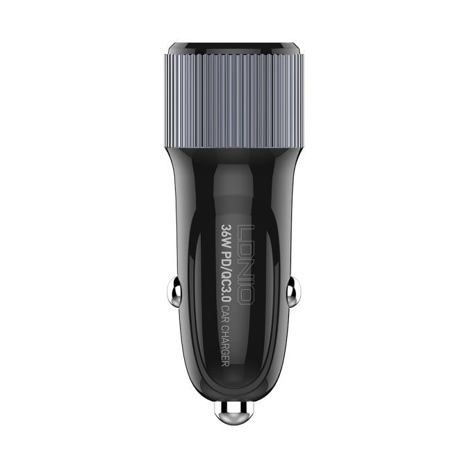 Автомобильное зарядное устройство, LDNIO, C510Q, 2*USB(A,C) 5V3.4A, Кабель Lightning (Iphone) 1м, Чёрный