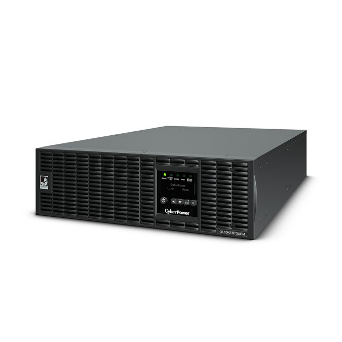 Источник бесперебойного питания, CyberPower, OL10KERT3UPM, Мощность 10000ВА/10000Вт, OL-серия, On-Line, Стоечный 3U, LCD/Smart/USB/RJ11/RJ45/EPO/2*Relay/RS232/Сухие контакты, AVR: 200-240В, Без АКБ, Вых: 4xIEC C13/4хIEC C19/Клеммная колодка, Чёрный