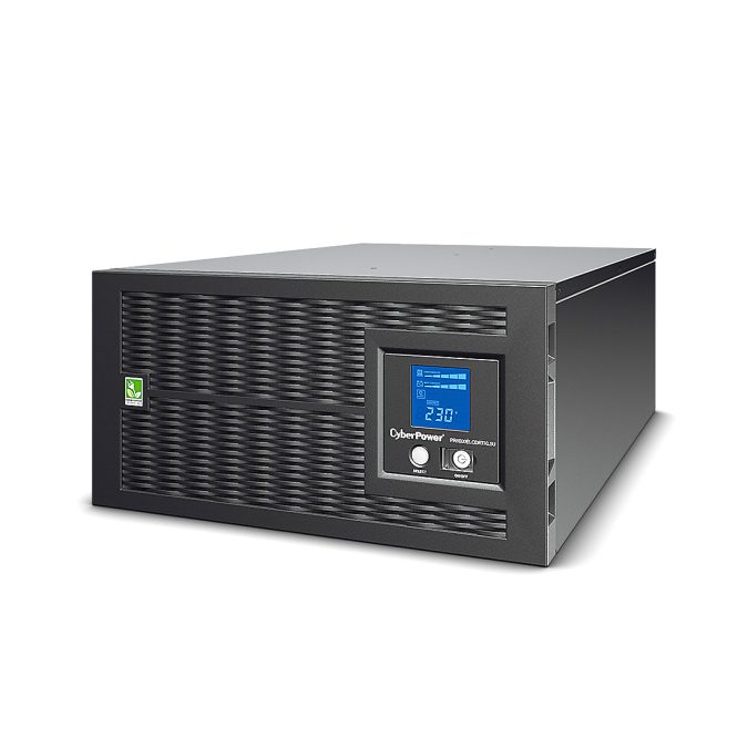 Источник бесперебойного питания, CyberPower, PR6000ELCDRTXL5U, Мощность 6000ВА/4500Вт, PR-серия, Линейно-интерактивный, Стоечный 5U, LCD/Smart/USB/RJ11/RJ/45/RS232/EPO/Serial, AVR: 167-288В, АКБ 12В/9Ач*16шт, Вых: 8xIEC C13/2xIEC C19/1xКлеммный блок, Чёрный