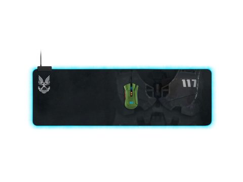 Коврик для компьютерной мыши, Razer, Goliathus Extended Chroma, Halo Infinite, RZ02-02500600-R3M1, 920*294*3мм, На базе подсветки Razer Chroma™ с возможностью настройки 16,8 млн цветовых оттенков, Микротекстурированная тканевая поверхность, Резиновое основание, Крепление для фиксации кабеля мыши, 560 г, Чёрный