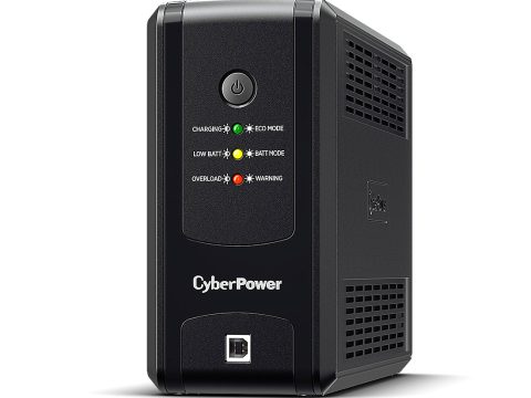 Источник бесперебойного питания, CyberPower, UT850EG, Мощность 850ВА/480Вт, UTG-серия, Линейно-интерактивный, Напольный, LED/RJ11/RJ45e/USB, AVR: 165-290В, АКБ 12В/7Ач*1шт., Вых: 3xSchuko, Чёрный