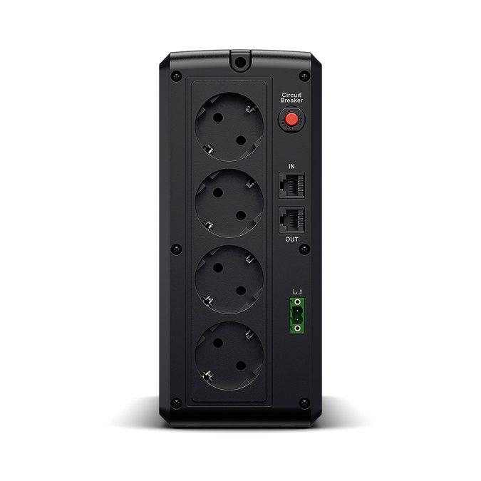 Источник бесперебойного питания, CyberPower, UT1200EG, Мощность 1200ВА/700Вт, UTG-серия, Линейно-интерактивный, Напольный, LED/Rj11/RJ45 1Gb/USB/сухие контакты, AVR: 165-290В, АКБ 12В/5Ач*2 шт., Вых: 4xSchuko, Чёрный