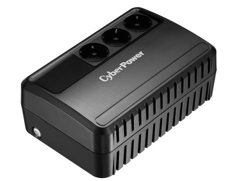 Источник бесперебойного питания, CyberPower, BU600E, Мощность 600ВА/360Вт, BU-серия, Линейно-интерактивный, Напольный, LED, AVR: 165-280В, АКБ 12В/5Ач*1 шт., Вых: 3xSchuko, Чёрный
