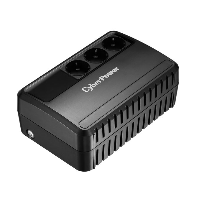 Источник бесперебойного питания, CyberPower, BU600E, Мощность 600ВА/360Вт, BU-серия, Линейно-интерактивный, Напольный, LED, AVR: 165-280В, АКБ 12В/5Ач*1 шт., Вых: 3xSchuko, Чёрный