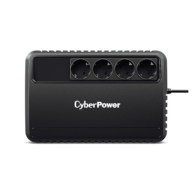 Источник бесперебойного питания, CyberPower, BU850E, Мощность 850ВА/425Вт, BU-серия, Линейно-интерактивный, Напольный, LED, AVR: 165-275В, АКБ 12В/7,2Ач*1 шт., Вых: 4xSchuko, Чёрный