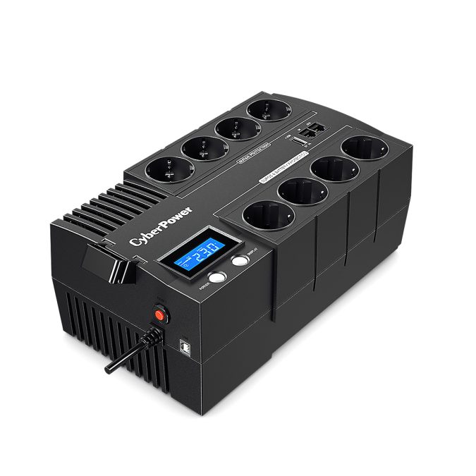 Источник бесперебойного питания, CyberPower, BR700ELCD, Мощность 700ВА/420Вт, BR-серия, Линейно-интерактивный, Напольный, LCD/USB-A,B,С/RJ11/RJ45, AVR: 165-290В, АКБ 12В/7,2Ач*1 шт., Вых: 8xSchuko, Чёрный