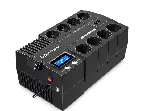 Источник бесперебойного питания, CyberPower, BR1200ELCD, Мощность 1200ВА/720Вт, BR-серия, Линейно-интерактивный, Напольный, LCD/USB-A,B,С/RJ11/RJ45, AVR: 165-290В, АКБ 12В/5,5Ач*2 шт., Вых: 8xSchuko, Чёрный