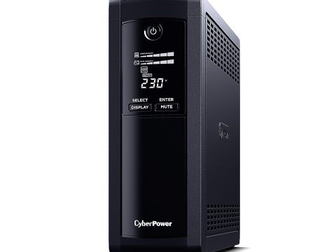 Источник бесперебойного питания, CyberPower, VP1600ELCD, Мощность 1600ВА/960Вт, VP-серия, Линейно-интерактивный, Напольный, LCD/USB/RJ11/RJ45/RS-232, AVR: 167-295В, АКБ 12В/9Ач*2 шт., Вых: 5xSchuko, Чёрный