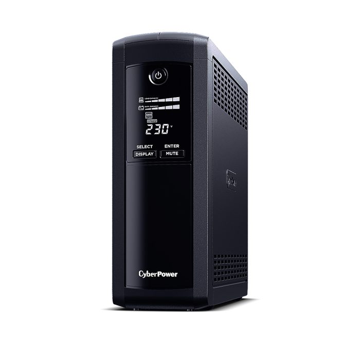 Источник бесперебойного питания, CyberPower, VP1600ELCD, Мощность 1600ВА/960Вт, VP-серия, Линейно-интерактивный, Напольный, LCD/USB/RJ11/RJ45/RS-232, AVR: 167-295В, АКБ 12В/9Ач*2 шт., Вых: 5xSchuko, Чёрный