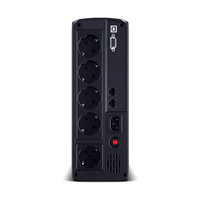 Источник бесперебойного питания, CyberPower, VP1600ELCD, Мощность 1600ВА/960Вт, VP-серия, Линейно-интерактивный, Напольный, LCD/USB/RJ11/RJ45/RS-232, AVR: 167-295В, АКБ 12В/9Ач*2 шт., Вых: 5xSchuko, Чёрный