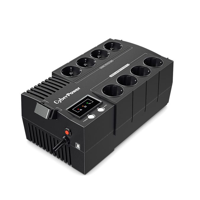 Источник бесперебойного питания, CyberPower, BS650E, Мощность 650ВА/390Вт, BS-серия, Линейно-интерактивный, Напольный, LED/USB, AVR: 165-290В, АКБ: 12В/5Ач*1 шт., Вых: 8xSchuko, Чёрный