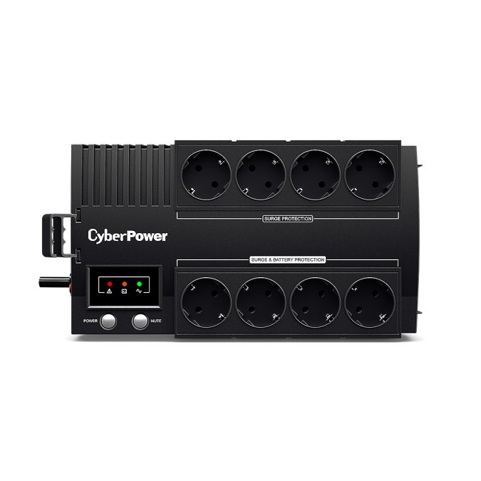 Источник бесперебойного питания, CyberPower, BS650E, Мощность 650ВА/390Вт, BS-серия, Линейно-интерактивный, Напольный, LED/USB, AVR: 165-290В, АКБ: 12В/5Ач*1 шт., Вых: 8xSchuko, Чёрный