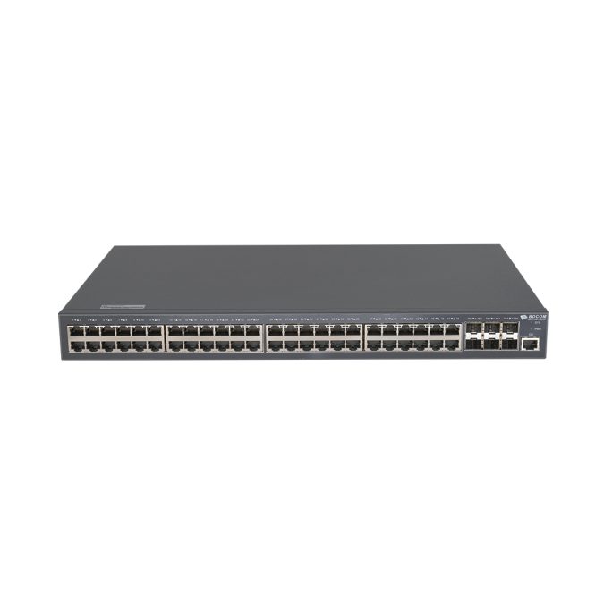 Коммутатор, BDCOM, S2900-48T6X, Управляемый L2+, 48 портов 10/100/1000M RJ45, 6 портов 10G SFP+, Стоечный