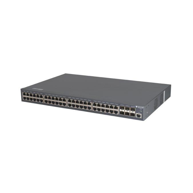 Коммутатор, BDCOM, S2900-48T6X, Управляемый L2+, 48 портов 10/100/1000M RJ45, 6 портов 10G SFP+, Стоечный
