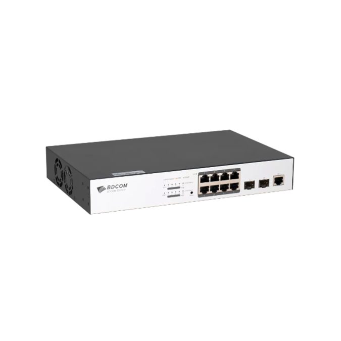 Коммутатор, BDCOM, S2510-P, Управляемый L2, 8 портов PoE (130W) 10/100/1000M RJ45, 2 порта 100/1000М SFP, Стоечный
