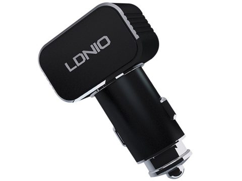 Автомобильное зарядное устройство, LDNIO, C306, 2*USB-A, 18W, 5V-3.6A Auto-Max, Кабель Lightning (Iphone) 1м, Чёрный