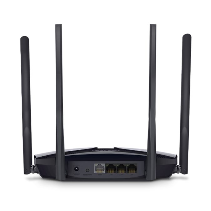 Маршрутизатор, Mercusys, MR80X, 802.11a/b/g/n/ac/ax, AX3000, 1 гигабитный порт WAN + 3 гигабитных порта LAN, 4 фиксированные антенны 5 дБи