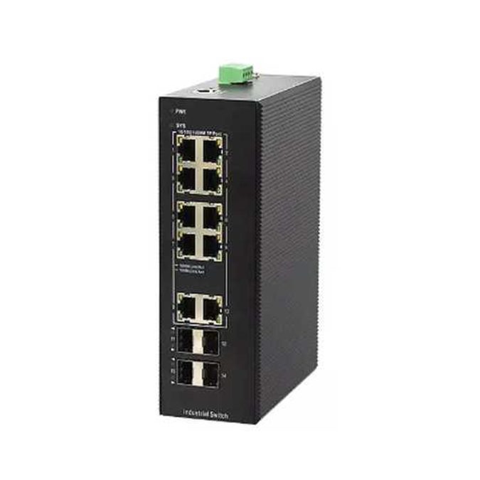 Индустриальный коммутатор, BDCOM, IES200-V25-4S10T, Управляемый L2, 10x 10/100/1000M портов, 4x 1000M SFP слота, DC 12~55V резервный двойной вход питания, -40~85°C, защита 6KV, DIN-rail