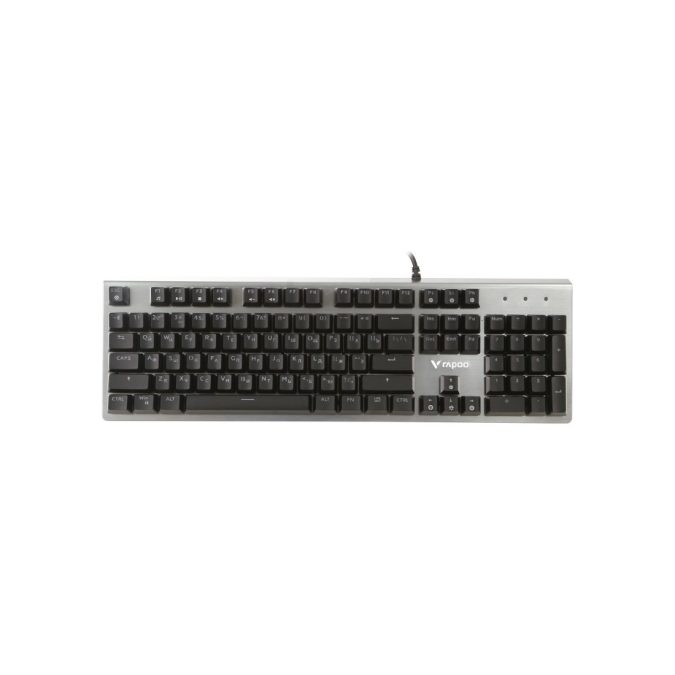 Клавиатура, Rapoo, V530, Игровая, USB, Кол-во стандартных клавиш 104, Длина кабеля 1,8 метра, Механический, Алюминий, Влагозащита, Оптический чувствительный переключатель, RGB, Анг/Рус, Черный