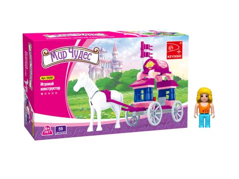 Игровой конструктор, Keyixing, 24201, Мир Чудес, Волшебная карета, 1 минифигурка, 59 деталей, Цветная коробка