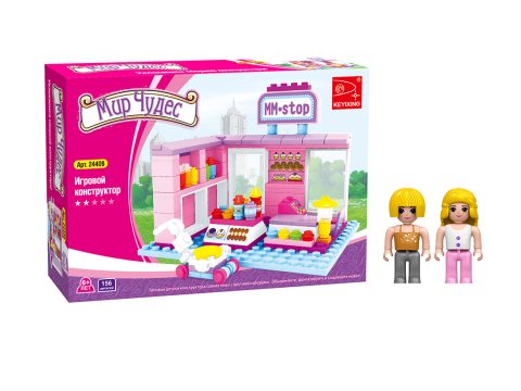 Игровой конструктор, Keyixing, 24409, Мир Чудес, Магазин сладостей, 2 минифигурки, 156 деталей, Цветная коробка