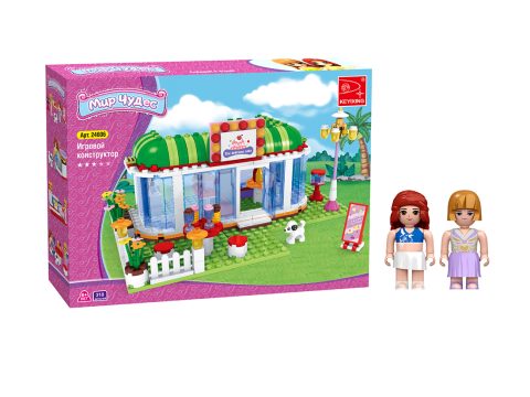 Игровой конструктор, Keyixing, 24606, Мир Чудес, Кондитерская, 2 минифигурки, 310 деталей, Цветная коробка